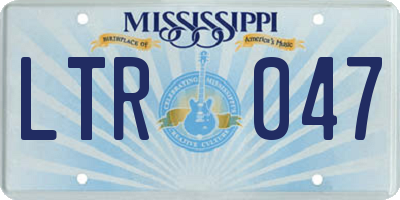 MS license plate LTR047