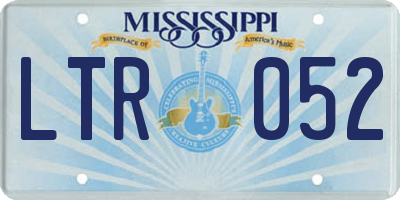 MS license plate LTR052