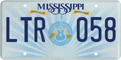 MS license plate LTR058