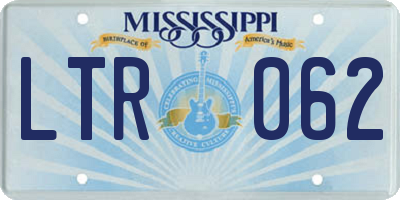 MS license plate LTR062