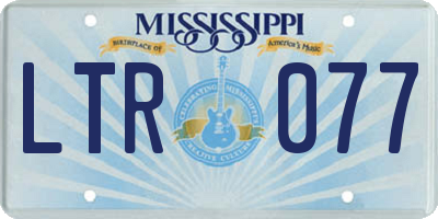 MS license plate LTR077