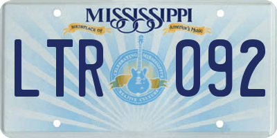 MS license plate LTR092