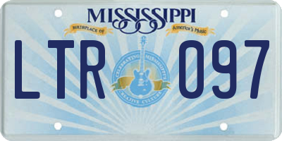 MS license plate LTR097