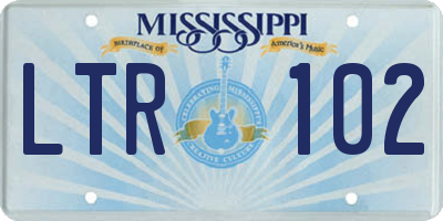 MS license plate LTR102