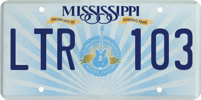 MS license plate LTR103