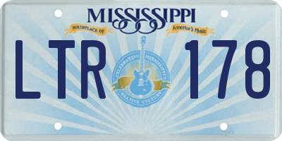 MS license plate LTR178
