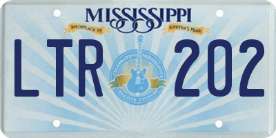 MS license plate LTR202
