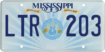 MS license plate LTR203