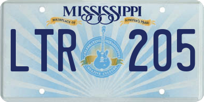 MS license plate LTR205