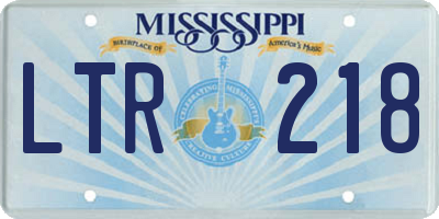 MS license plate LTR218