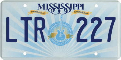 MS license plate LTR227