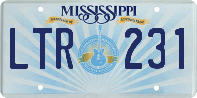 MS license plate LTR231