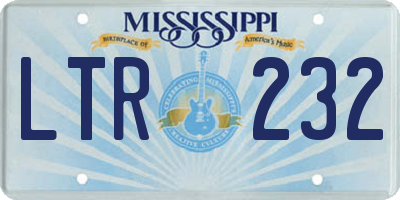 MS license plate LTR232