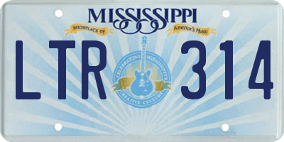 MS license plate LTR314