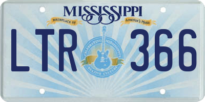 MS license plate LTR366