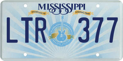 MS license plate LTR377