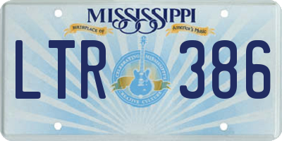 MS license plate LTR386