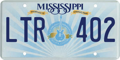 MS license plate LTR402