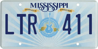 MS license plate LTR411