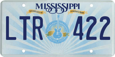 MS license plate LTR422