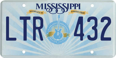 MS license plate LTR432