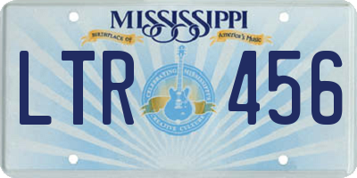 MS license plate LTR456