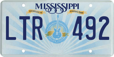 MS license plate LTR492