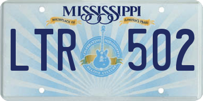 MS license plate LTR502