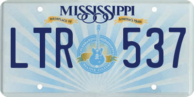 MS license plate LTR537