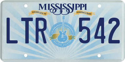 MS license plate LTR542