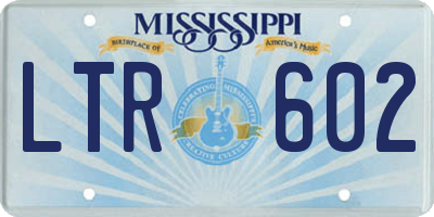 MS license plate LTR602