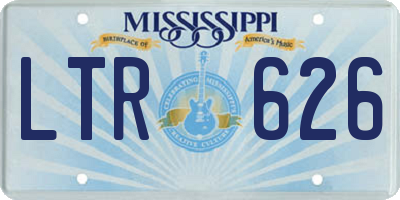 MS license plate LTR626