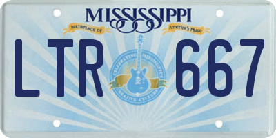 MS license plate LTR667