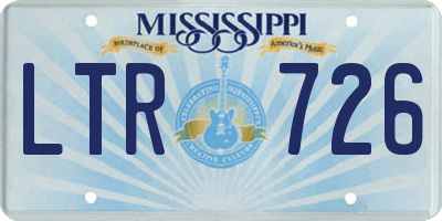 MS license plate LTR726