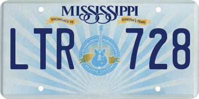 MS license plate LTR728