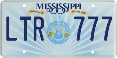 MS license plate LTR777