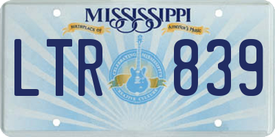 MS license plate LTR839