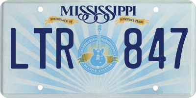 MS license plate LTR847