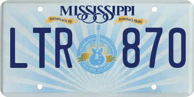 MS license plate LTR870