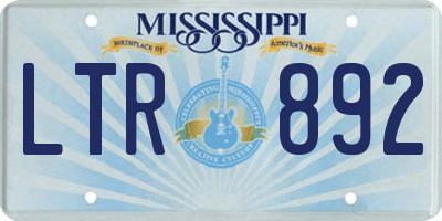 MS license plate LTR892