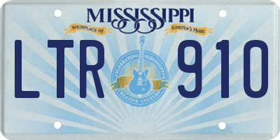 MS license plate LTR910