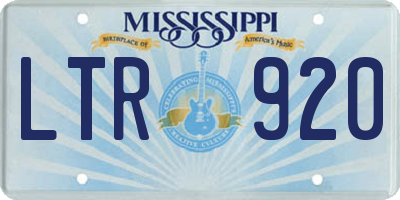 MS license plate LTR920