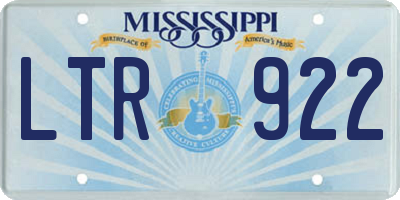 MS license plate LTR922