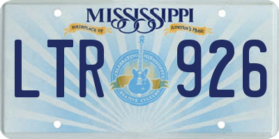 MS license plate LTR926