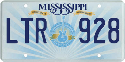 MS license plate LTR928