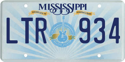 MS license plate LTR934