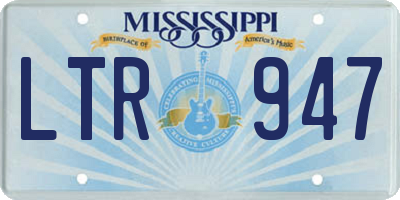MS license plate LTR947