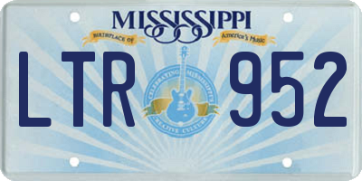 MS license plate LTR952