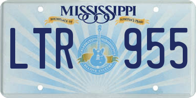 MS license plate LTR955
