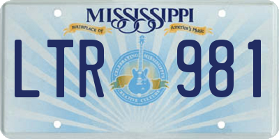 MS license plate LTR981